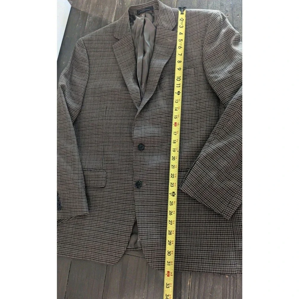 Ralph Lauren Black Label Houndstooth Brown ‎ Blazer Jacket Sport Coat Mens 44L